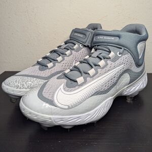 Nike Men's Sizes Alpha Huarache Elite 4 Mid Gray Baseball Cleats DJ6520-012